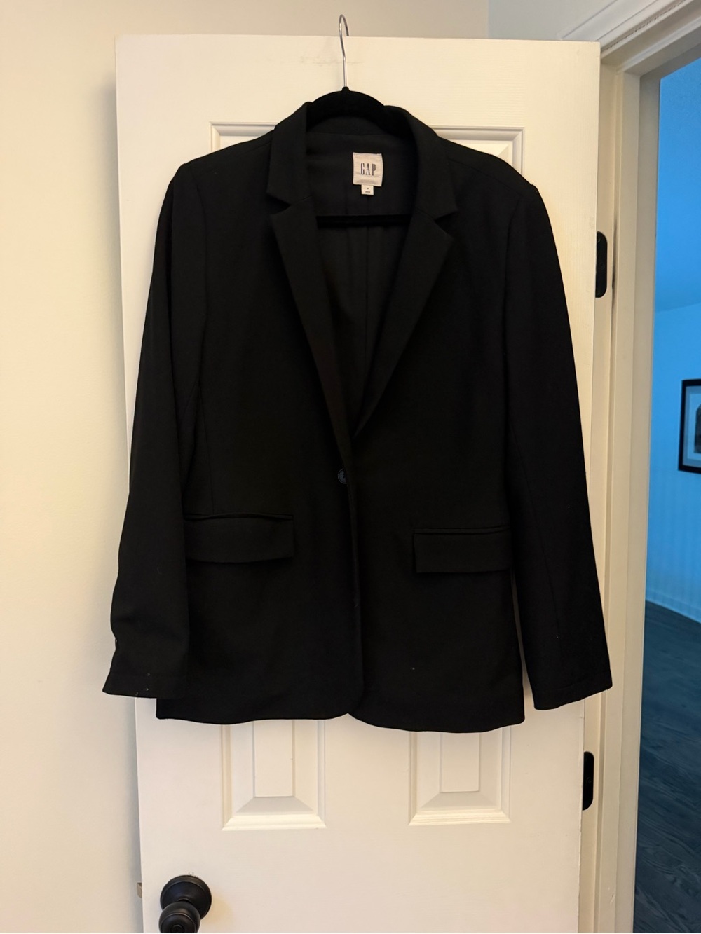 GAP Men's Black Single-Button Notch Lapel Blazer